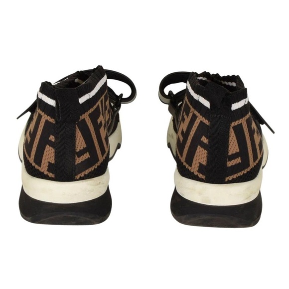 Fendi Zucca Monogram Stretch Yarn FF Stiff Band Rockoko Sneakers Tobacco - Picture 4 of 4